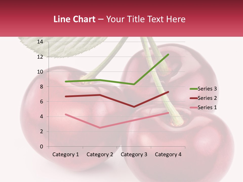 Three Cherries With A Green Leaf On A White Background PowerPoint Template