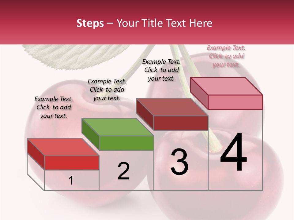 Three Cherries With A Green Leaf On A White Background PowerPoint Template