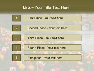 A Bridge Over A River With Lots Of Flowers In Front Of It PowerPoint Template
