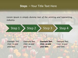 A Bridge Over A River With Lots Of Flowers In Front Of It PowerPoint Template