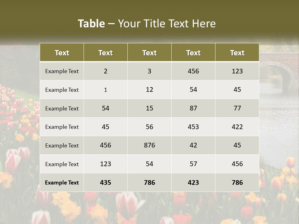 A Bridge Over A River With Lots Of Flowers In Front Of It PowerPoint Template