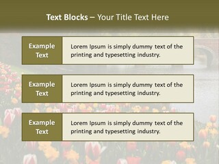 A Bridge Over A River With Lots Of Flowers In Front Of It PowerPoint Template