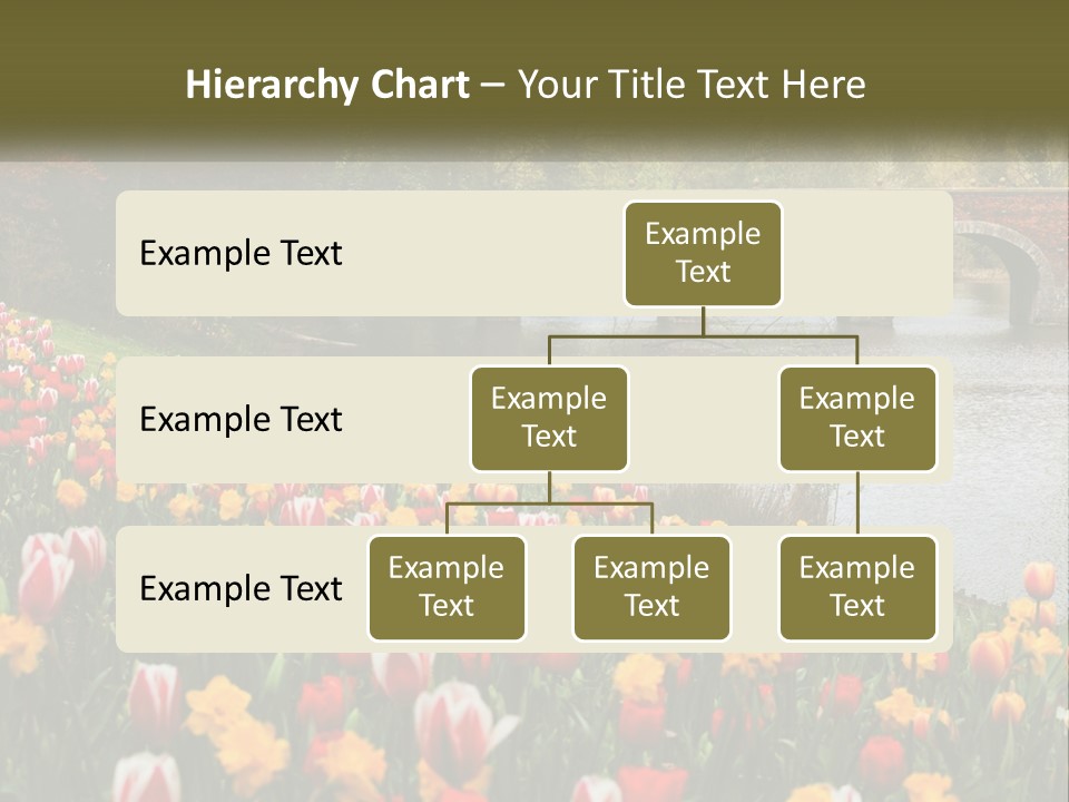 A Bridge Over A River With Lots Of Flowers In Front Of It PowerPoint Template