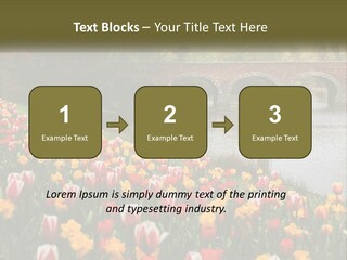 A Bridge Over A River With Lots Of Flowers In Front Of It PowerPoint Template