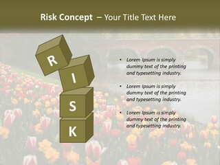 A Bridge Over A River With Lots Of Flowers In Front Of It PowerPoint Template