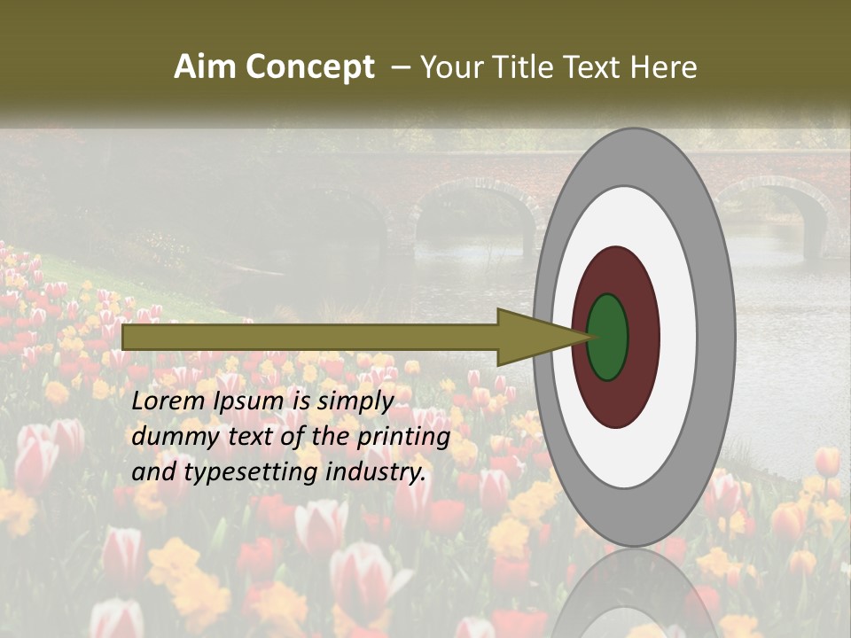 A Bridge Over A River With Lots Of Flowers In Front Of It PowerPoint Template