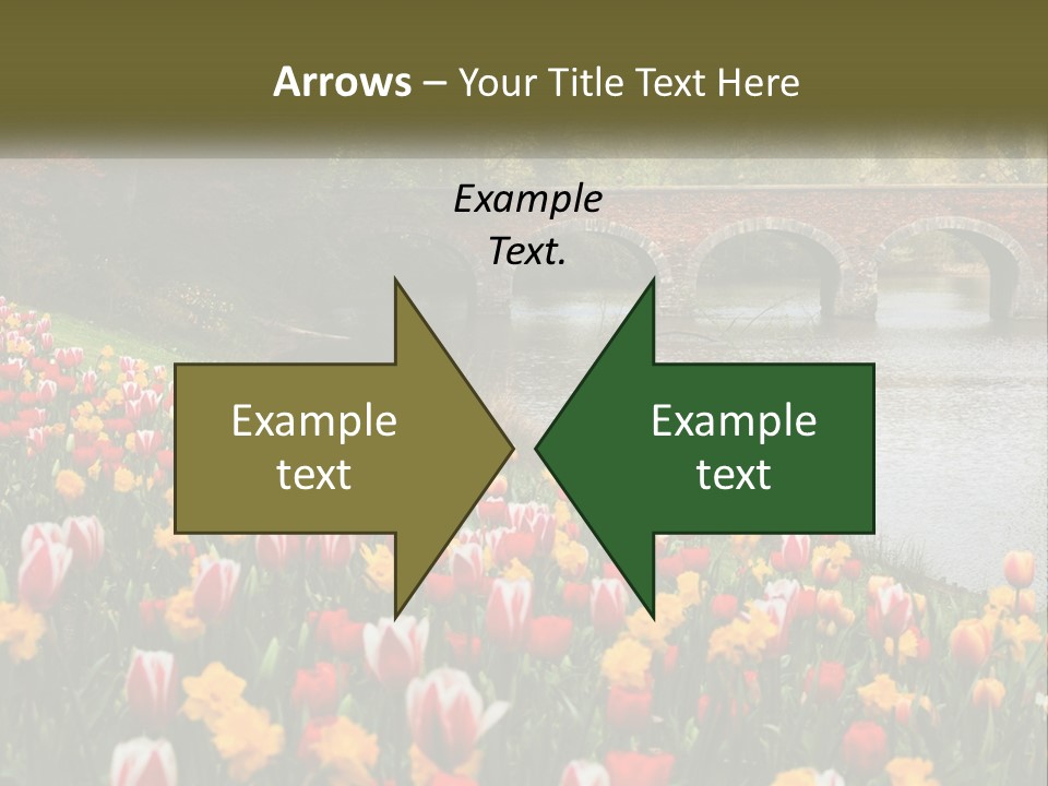 A Bridge Over A River With Lots Of Flowers In Front Of It PowerPoint Template