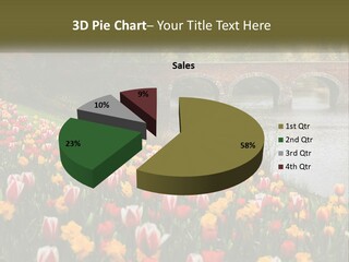 A Bridge Over A River With Lots Of Flowers In Front Of It PowerPoint Template