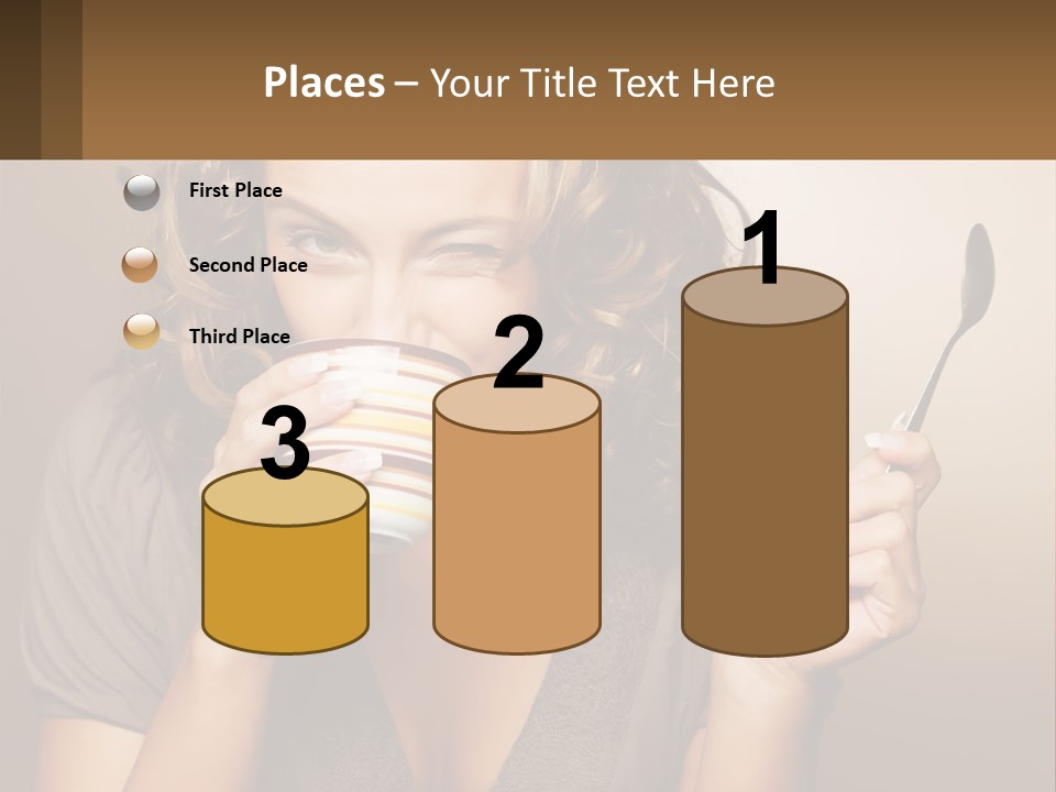 A Woman Drinking A Cup Of Coffee With A Spoon PowerPoint Template