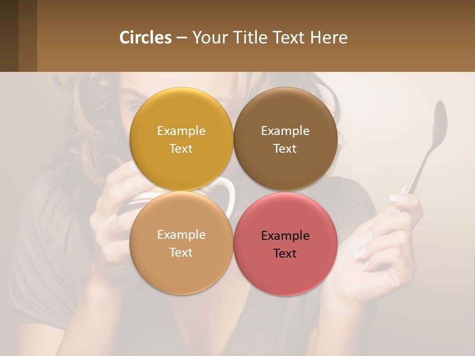 A Woman Drinking A Cup Of Coffee With A Spoon PowerPoint Template