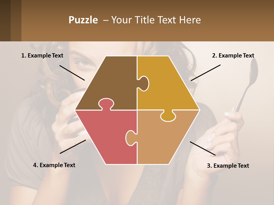 A Woman Drinking A Cup Of Coffee With A Spoon PowerPoint Template