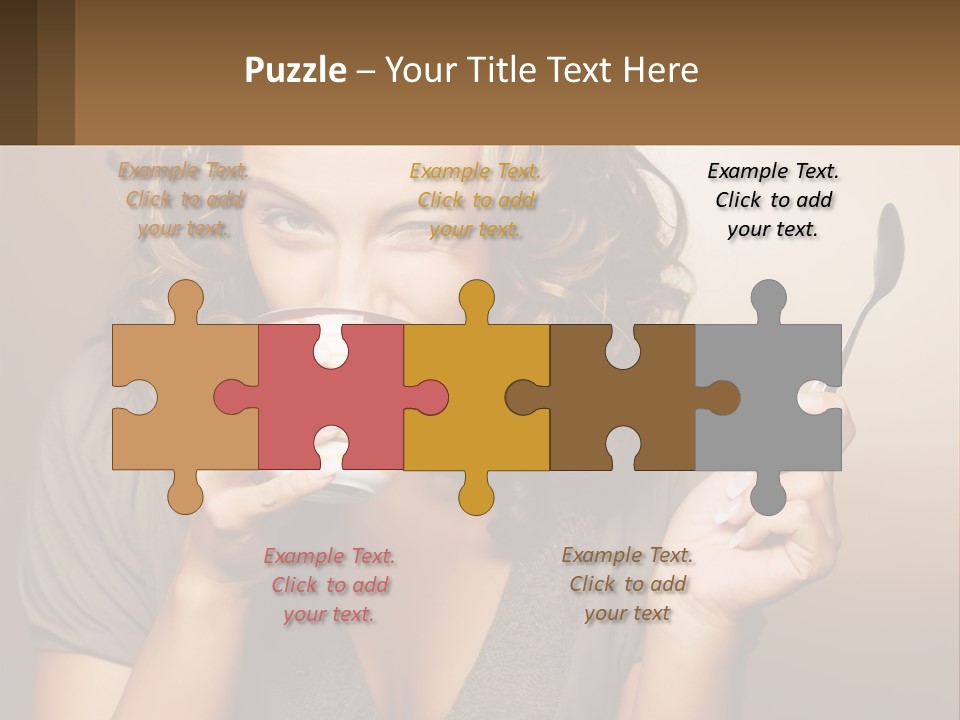 A Woman Drinking A Cup Of Coffee With A Spoon PowerPoint Template