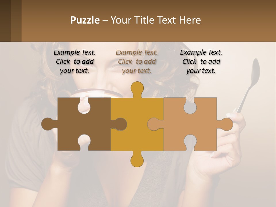 A Woman Drinking A Cup Of Coffee With A Spoon PowerPoint Template