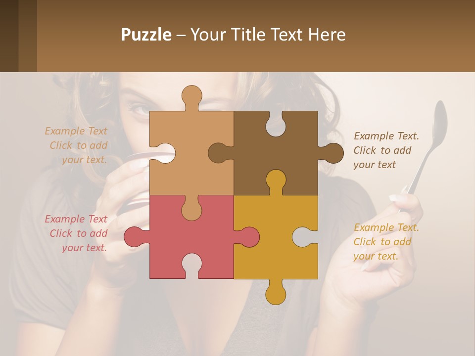 A Woman Drinking A Cup Of Coffee With A Spoon PowerPoint Template