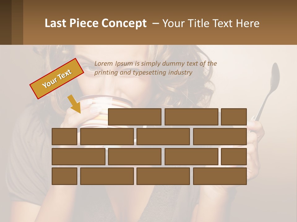 A Woman Drinking A Cup Of Coffee With A Spoon PowerPoint Template