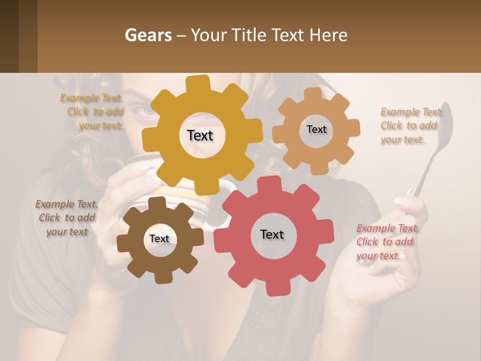 A Woman Drinking A Cup Of Coffee With A Spoon PowerPoint Template