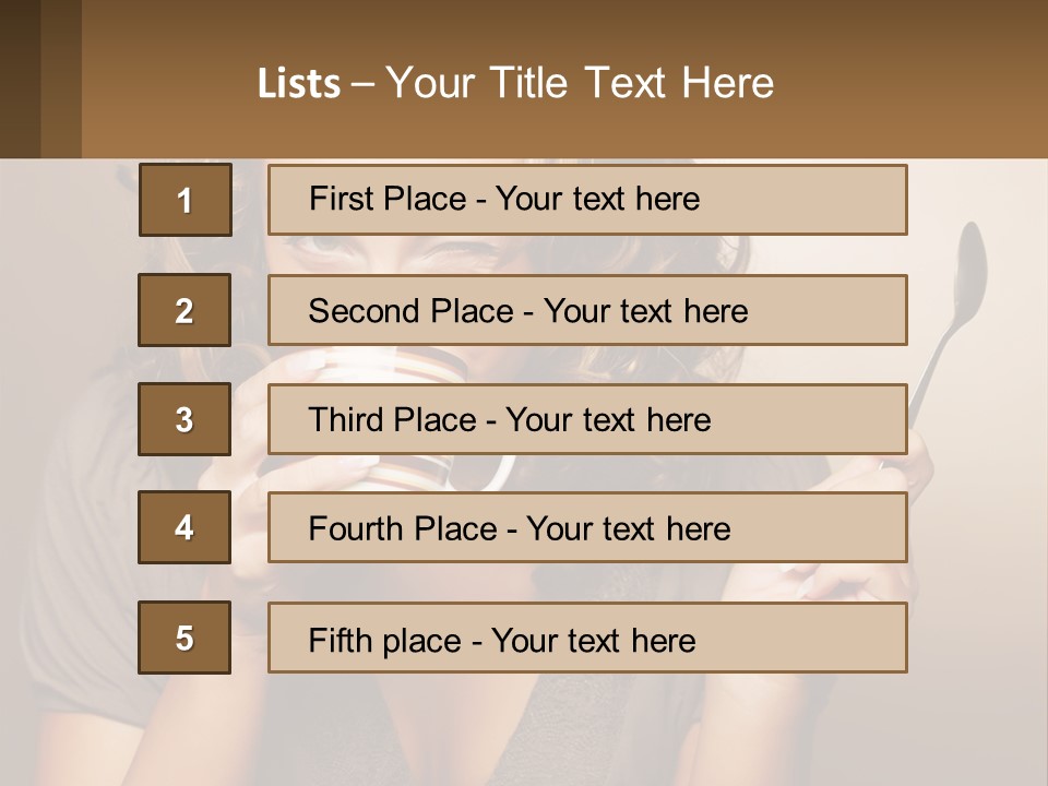 A Woman Drinking A Cup Of Coffee With A Spoon PowerPoint Template