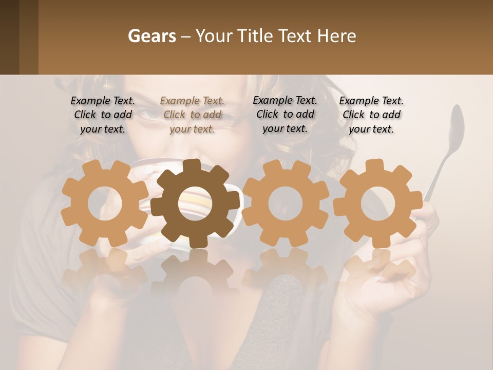 A Woman Drinking A Cup Of Coffee With A Spoon PowerPoint Template
