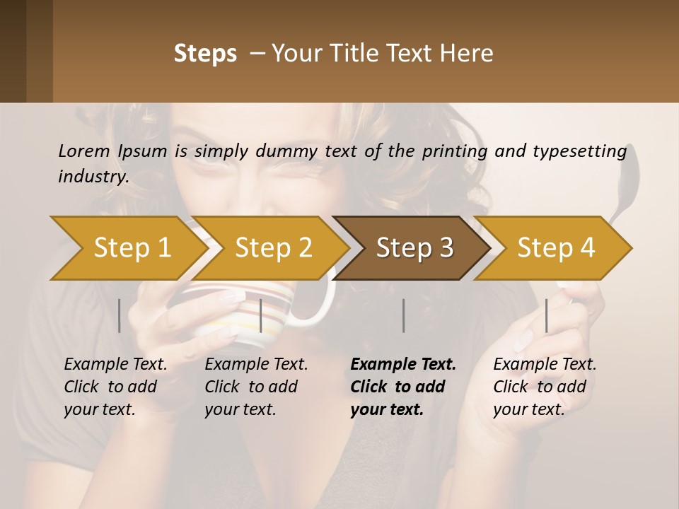 A Woman Drinking A Cup Of Coffee With A Spoon PowerPoint Template