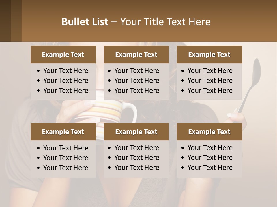 A Woman Drinking A Cup Of Coffee With A Spoon PowerPoint Template