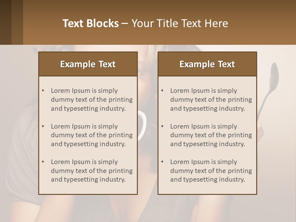 A Woman Drinking A Cup Of Coffee With A Spoon PowerPoint Template