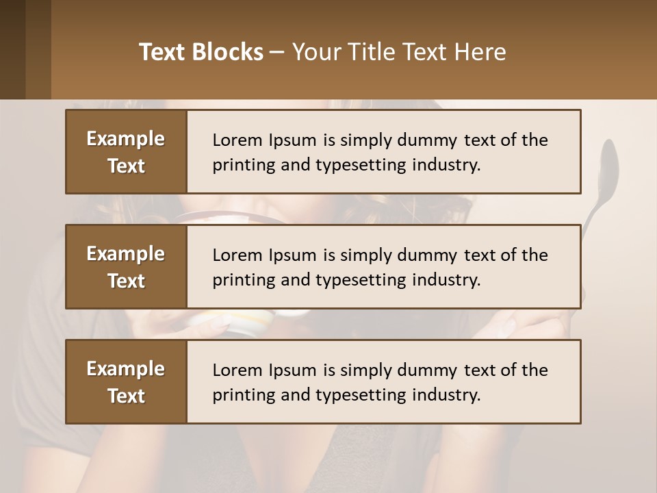 A Woman Drinking A Cup Of Coffee With A Spoon PowerPoint Template