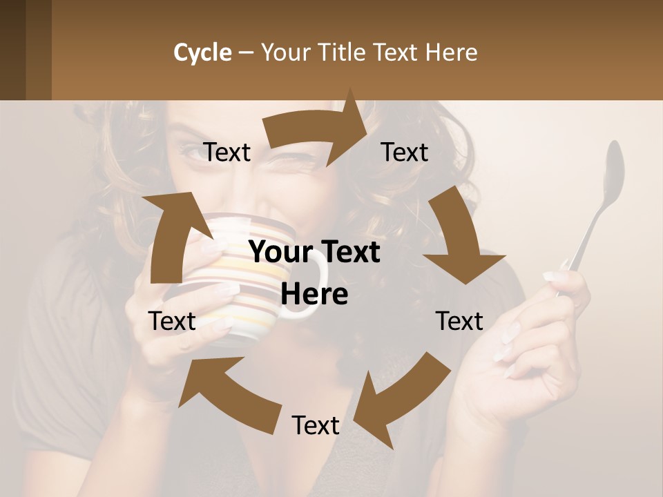 A Woman Drinking A Cup Of Coffee With A Spoon PowerPoint Template