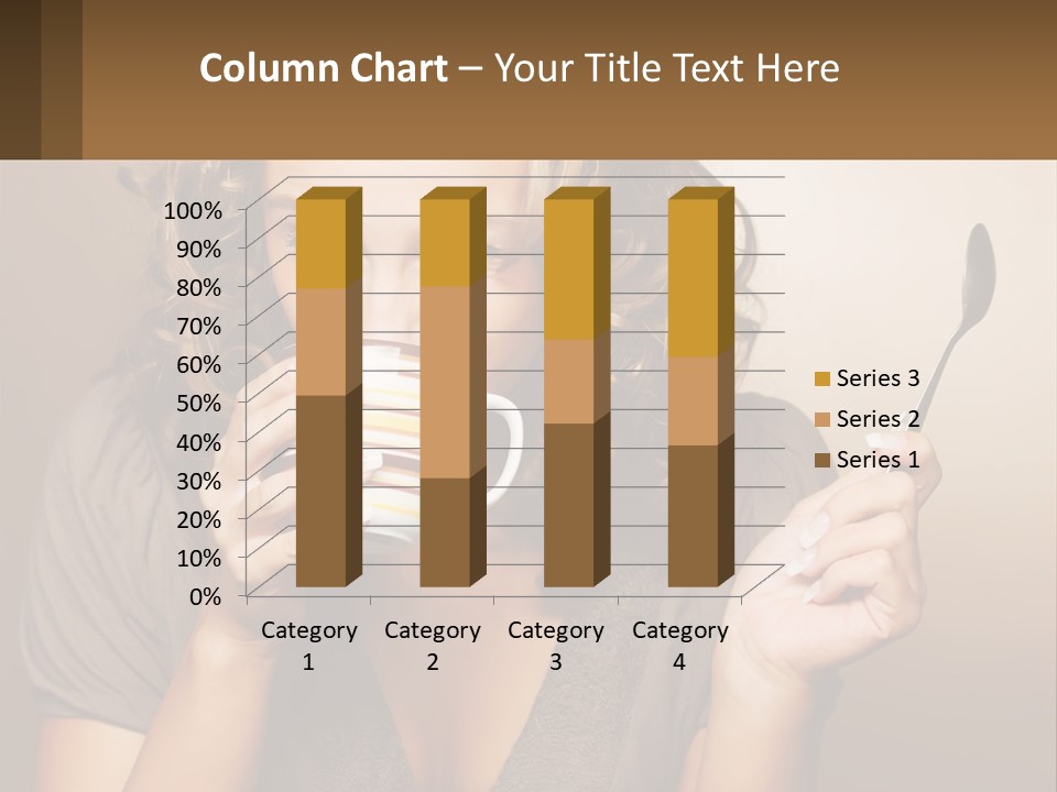 A Woman Drinking A Cup Of Coffee With A Spoon PowerPoint Template