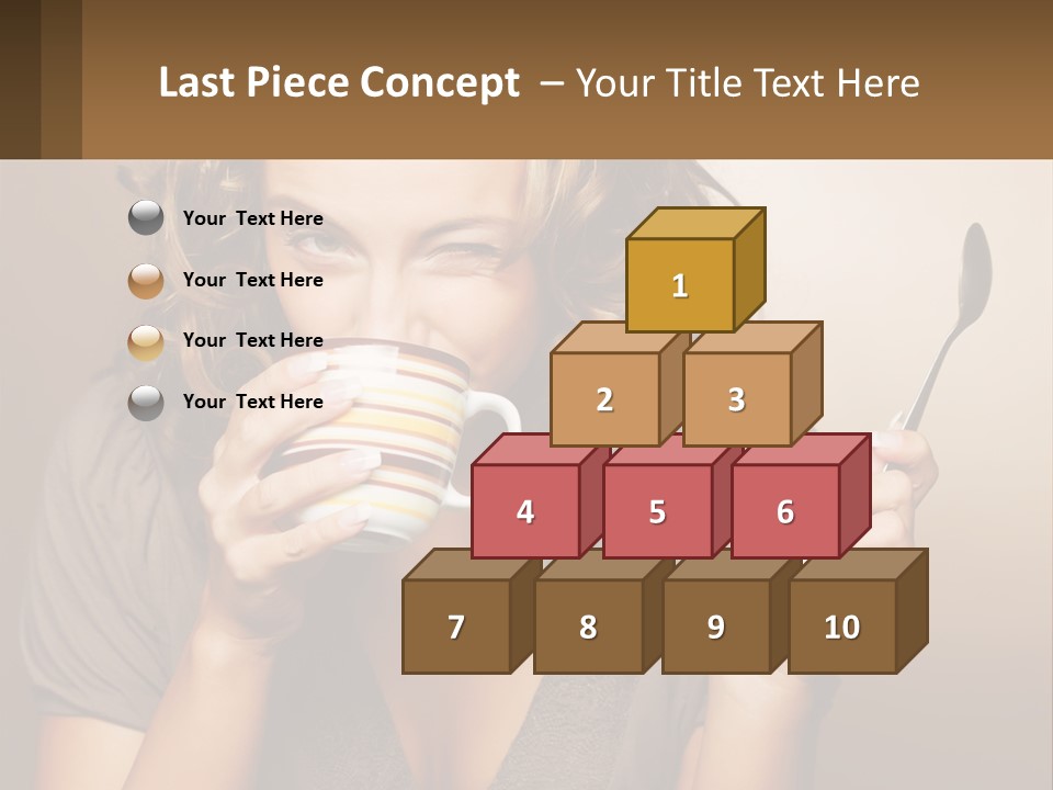 A Woman Drinking A Cup Of Coffee With A Spoon PowerPoint Template