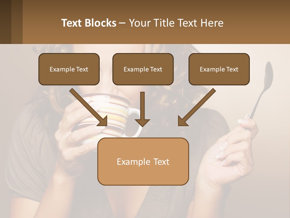 A Woman Drinking A Cup Of Coffee With A Spoon PowerPoint Template