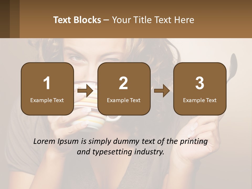 A Woman Drinking A Cup Of Coffee With A Spoon PowerPoint Template