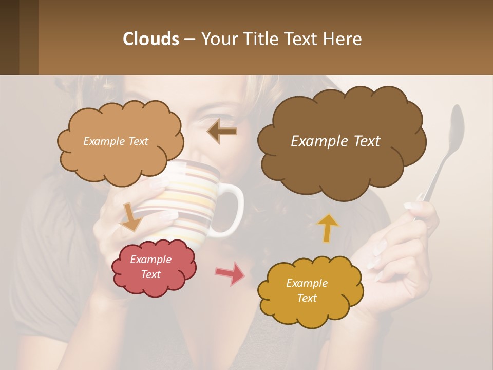 A Woman Drinking A Cup Of Coffee With A Spoon PowerPoint Template