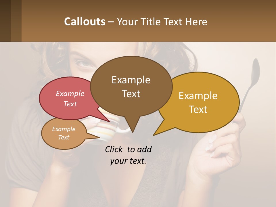 A Woman Drinking A Cup Of Coffee With A Spoon PowerPoint Template