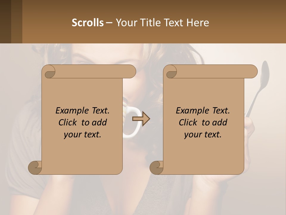 A Woman Drinking A Cup Of Coffee With A Spoon PowerPoint Template