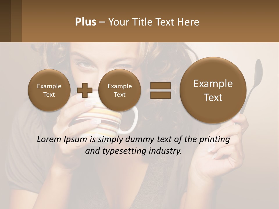 A Woman Drinking A Cup Of Coffee With A Spoon PowerPoint Template