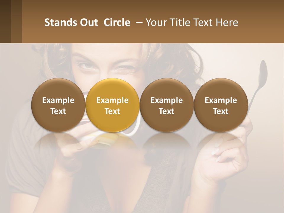 A Woman Drinking A Cup Of Coffee With A Spoon PowerPoint Template