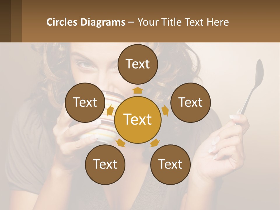 A Woman Drinking A Cup Of Coffee With A Spoon PowerPoint Template