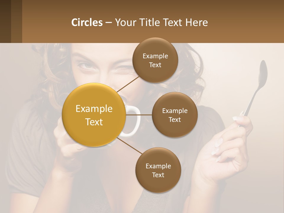 A Woman Drinking A Cup Of Coffee With A Spoon PowerPoint Template