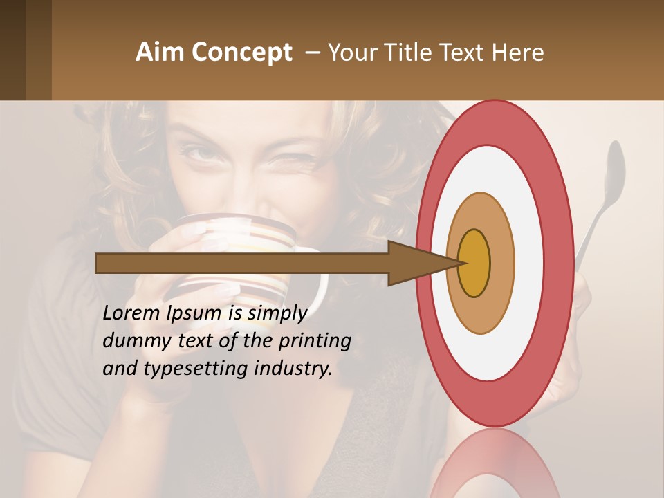A Woman Drinking A Cup Of Coffee With A Spoon PowerPoint Template