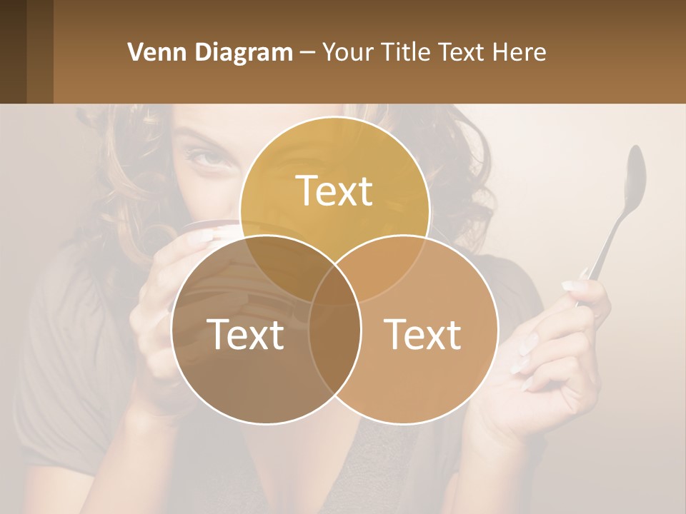 A Woman Drinking A Cup Of Coffee With A Spoon PowerPoint Template