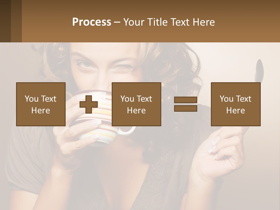 A Woman Drinking A Cup Of Coffee With A Spoon PowerPoint Template