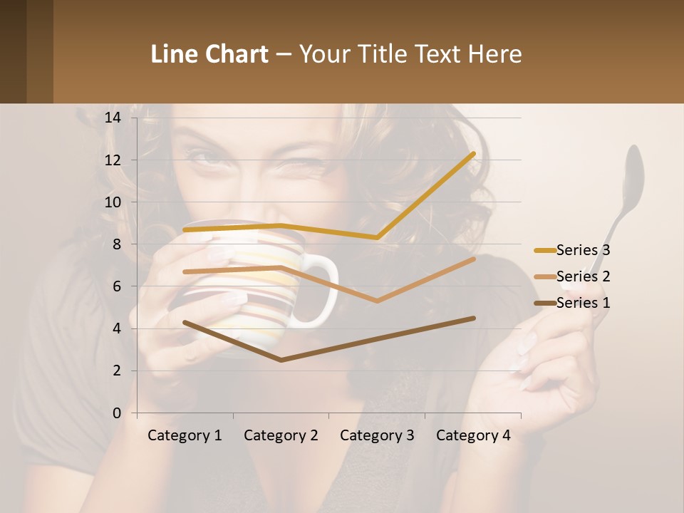 A Woman Drinking A Cup Of Coffee With A Spoon PowerPoint Template