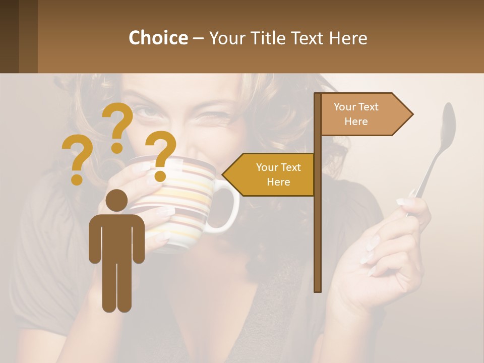 A Woman Drinking A Cup Of Coffee With A Spoon PowerPoint Template