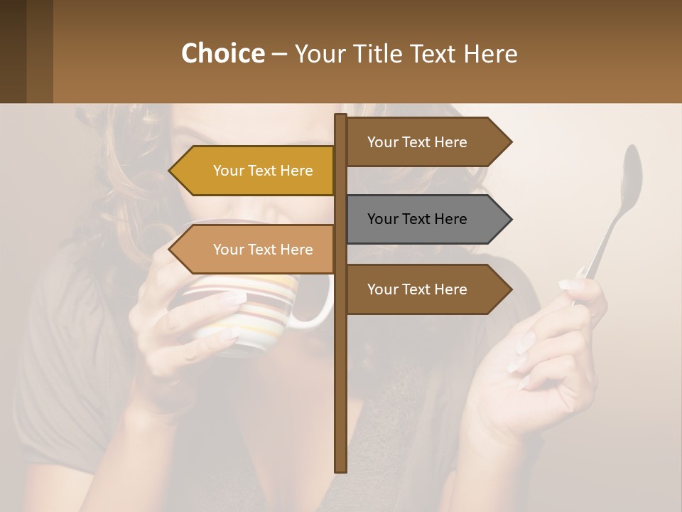 A Woman Drinking A Cup Of Coffee With A Spoon PowerPoint Template