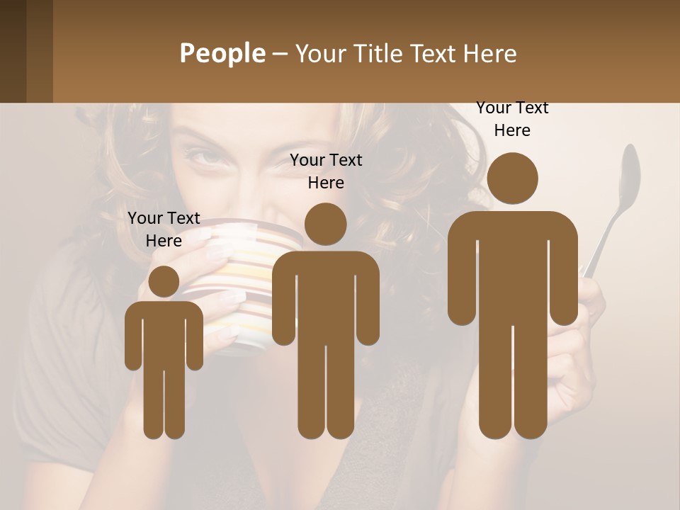 A Woman Drinking A Cup Of Coffee With A Spoon PowerPoint Template