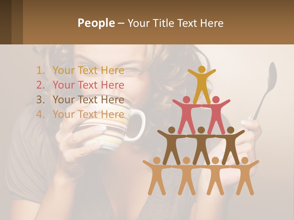 A Woman Drinking A Cup Of Coffee With A Spoon PowerPoint Template
