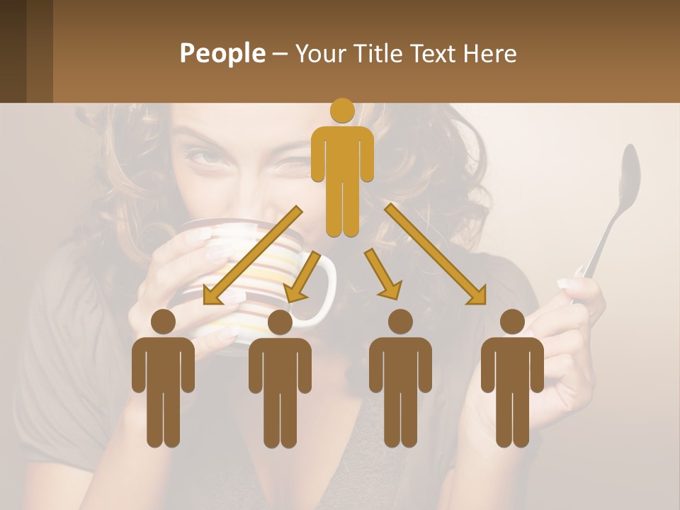 A Woman Drinking A Cup Of Coffee With A Spoon PowerPoint Template