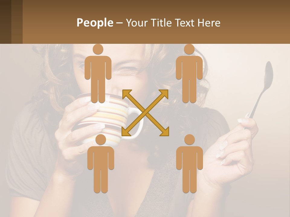 A Woman Drinking A Cup Of Coffee With A Spoon PowerPoint Template