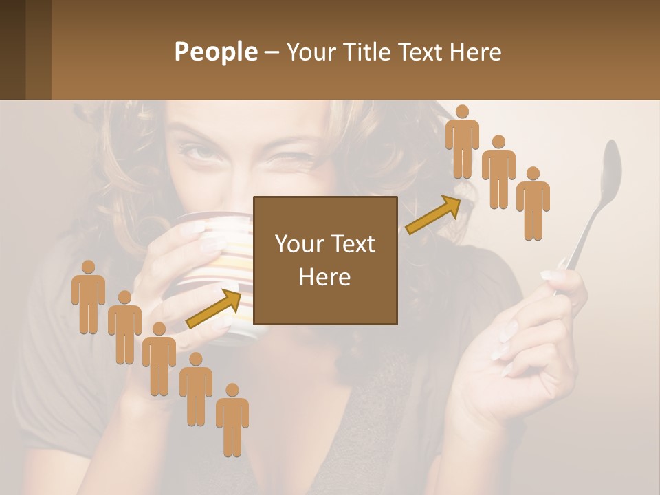 A Woman Drinking A Cup Of Coffee With A Spoon PowerPoint Template