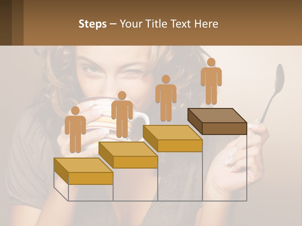 A Woman Drinking A Cup Of Coffee With A Spoon PowerPoint Template